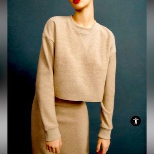 Zara cropped soft sweatshirt, camel, size m. New with tags, sold out!